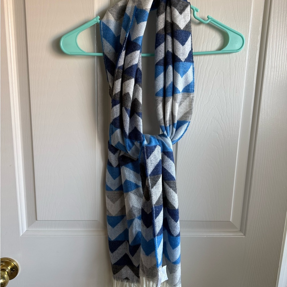 Charming Charlie Blue and Gray Chevron Scarf